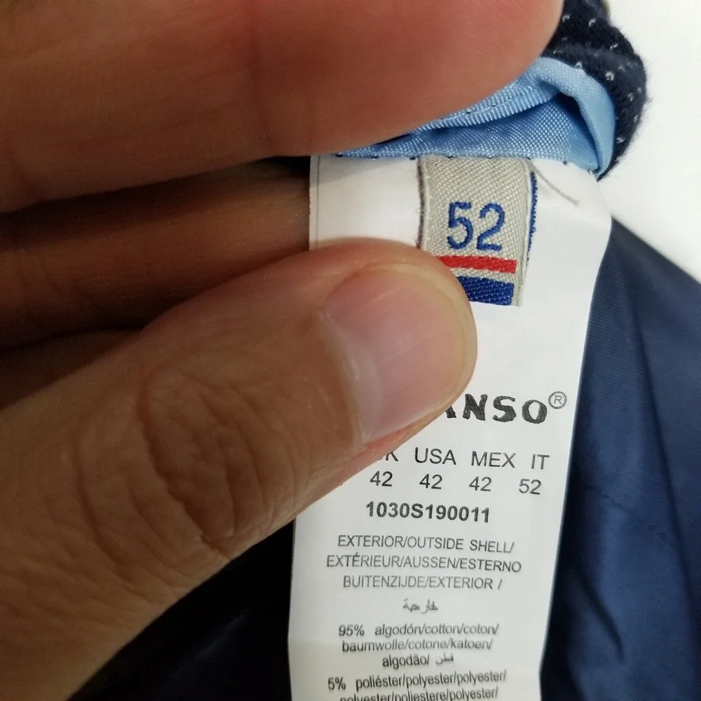 El Ganso Men Unstructured Blazer Jacket  US 42 Blue Printed‎ Cotton Blend Preppy